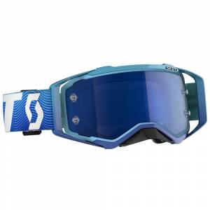 Scott Prospect Blue White Electric Blue Chrome Lens Motocross Goggles