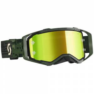 Scott Prospect Kaki Green Yellow Chrome Lens Motocross Goggles