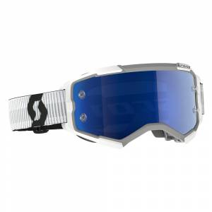 Scott Fury White Blue Chrome Lens Motocross Goggles