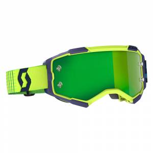 Scott Fury Blue Yellow Green Chrome Lens Motocross Goggles