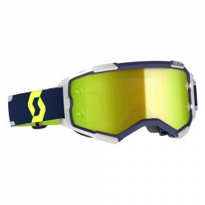 Scott Fury Blue Grey Yellow Chrome Lens Motocross Goggles
