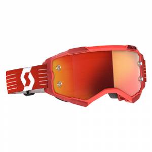 Scott Fury Bright Red Orange Chrome Lens Motocross Goggles