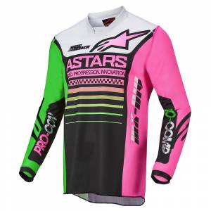 Alpinestars Racer Compass Black Green Neon Pink Fluo Motocross Jersey