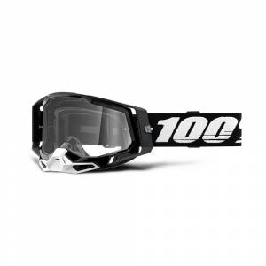 100% Racecraft 2 Black Clear Lens Motocross Goggles