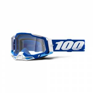 100% Racecraft 2 Blue Clear Lens Motocross Goggles