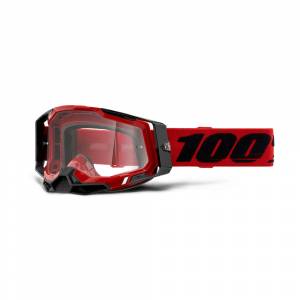 100% Racecraft 2 Red Clear Lens Motocross Goggles