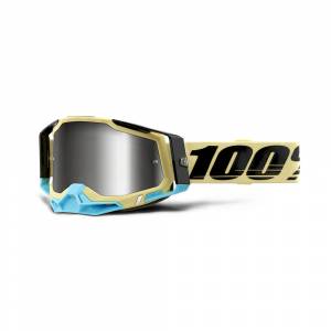 100% Racecraft 2 Airblast Silver Mirror Lens Motocross Goggles