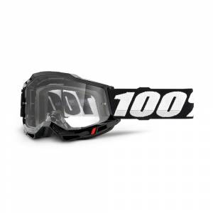 100% Accuri 2 Black Clear Lens Motocross Goggles