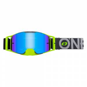ONeal B-30 Bold Grey Neon Yellow Radium Blue Lens Motocross Goggles