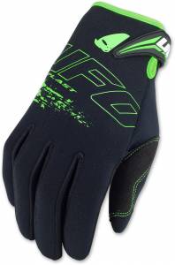 UFO Neoprene Black Fluo Green Motocross Gloves