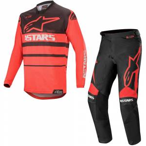 Alpinestars Racer Supermatic Bright Red Black Motocross Kit Combo