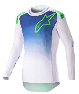 Alpinestars SuperTech Risen Blue Ray White Green Fluo Motocross Adult Jersey 