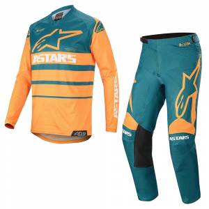 Alpinestars Racer Supermatic Orange Petrol Motocross Kit Combo