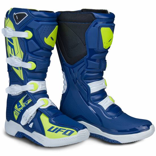 UFO Elektron Blue Neon Yellow Motocross Boots MD Racing Products